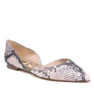 Sam Edelman Rodney Pointy Toe D'Orsay Flat - pink snake pattern
